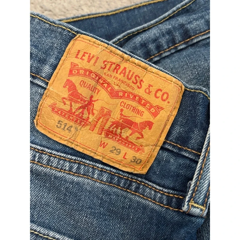 Levis 514 Straight Fit Mens Jeans W29 L30 Blue Denim Medium Wash Stretch 514
